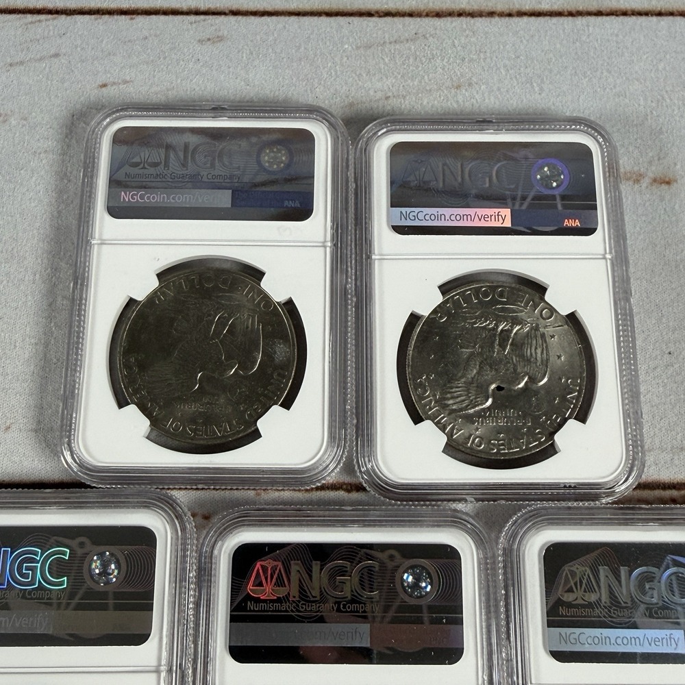 (5) 1972 Eisenhower Dollar Type 2 NGC Brilliant Unc (Don't Tread on Me Label) - Picture 6 of 8